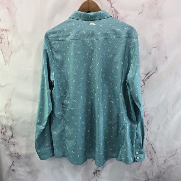 Simms Shirt Women XL Blue Button Up Long Sleeve Dragonfly - Picture 5 of 12